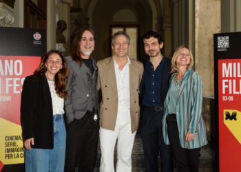 Insieme a Claudio Santamaria, direttore artistico del Festival, e il team organizzativo durante la conferenza stampa di presentazione, il 21 maggio a Palazzo Marino.