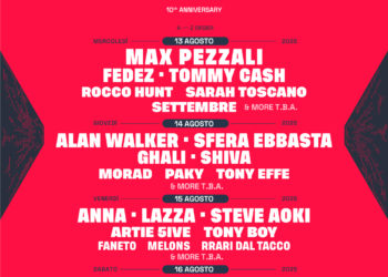 Dal 13 al 16 agosto all’Olbia Arena, quattro giorni di musica non stop con oltre 50 artisti sul palco. Tra i protagonisti: Ghali, Shiva, Sfera Ebbasta, Steve Aoki, Irama, Fedez, Lazza, Guè, Salmo, Max Pezzali e tanti altri