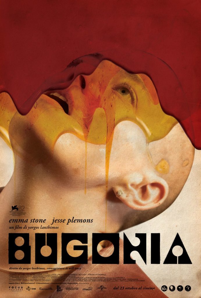 Il poster ufficiale di Bugonia di Yorgos Lanthimos, con Emma Stone e Jesse Plemons, in concorso alla 82ª Mostra del Cinema di Venezia