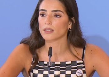 L'attrice Kilani alla conferenza stampa del film La Voce di Hind Rajab